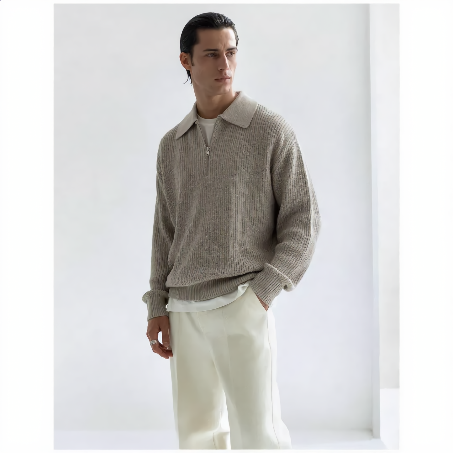 VIRAL KNITTED HALF ZIP SWEATER+ FREE T-SHIRT(SALE TODAY ONLY)
