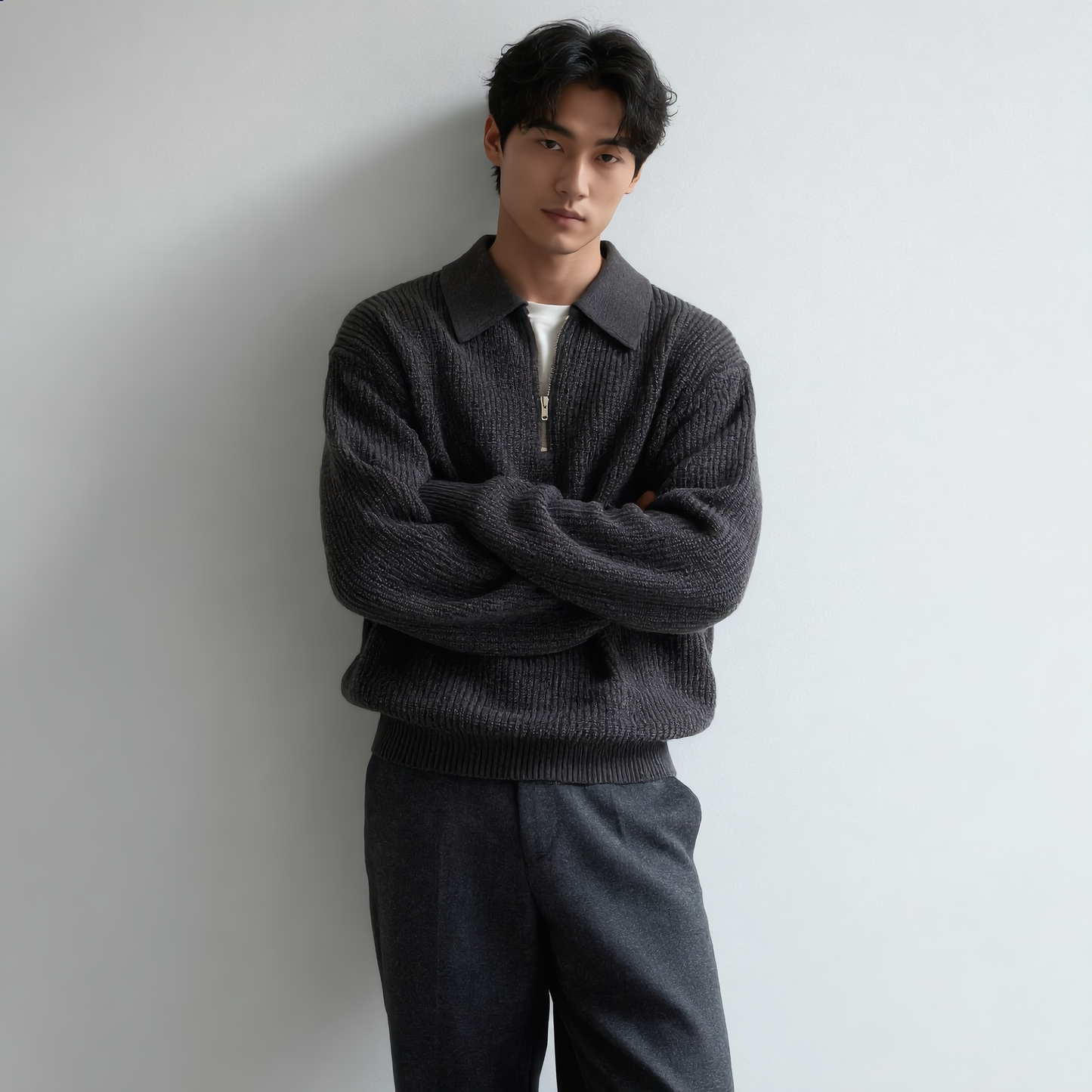 VIRAL KNITTED HALF ZIP SWEATER+ FREE T-SHIRT(SALE TODAY ONLY)